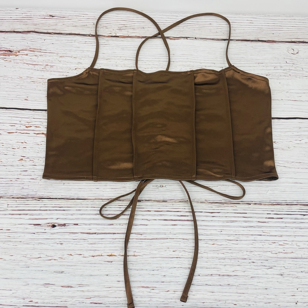H&M Divided Satin Criss Cross Tie‎ Back Crop Top - Size Large